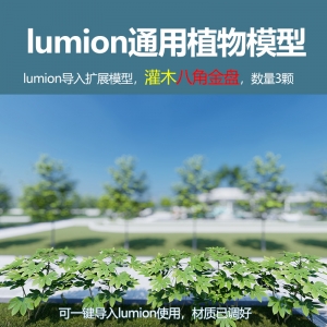 lumion中国灌木模型八角金盘3颗