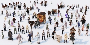 古建配景古代人物3d max模型