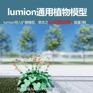 lumion中国草本植物红花路边青模型3颗