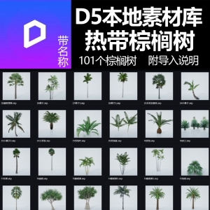 D5渲染器热带棕榈树模型101个本地素材库
