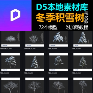 D5渲染器冬季积雪树木植物模型库本地素材库