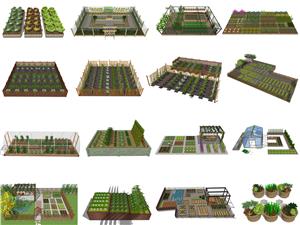 现代庭院菜园 菜地 蔬菜 种植园 篱笆 田园景观SU模型 庭院景观SU模型