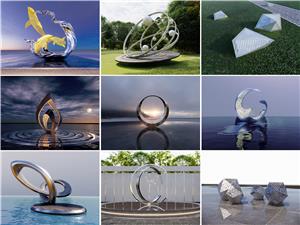 现代抽象艺术雕塑小品组合 共12套