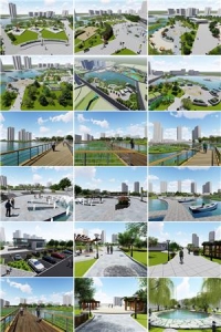 现代滨水景观整套方案 滨水公园广场景观 生态湿地公园