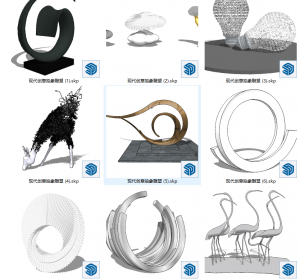 现代创意抽象雕塑 弧形金属雕塑 商业广场雕塑小品SU模型