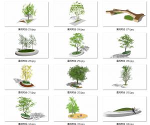 现代创意景观树池座凳SU模型