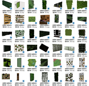 现代绿植墙 垂直绿化 植物墙 花架 藤蔓 爬藤 绿篱SU模型