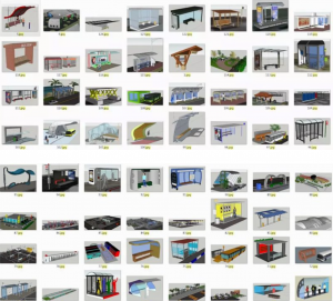 上百个公交站SU模型