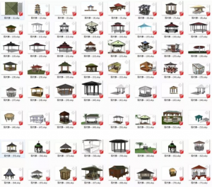 各种风格亭子su模型