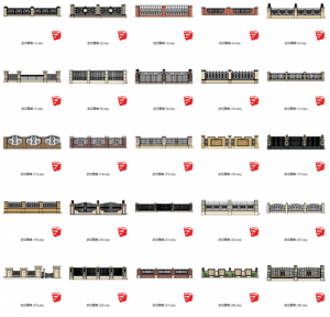 86个su欧式围墙模型合集