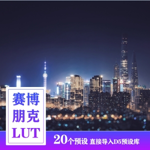 D5渲染器赛博朋克效果LUT预设50个