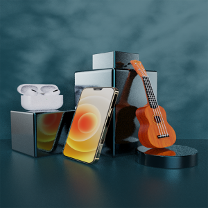 keyshot手机 耳机场景模型