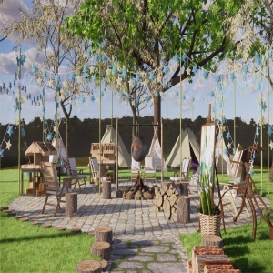 现代露营公园景观帐篷2