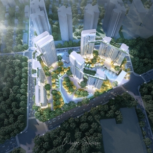 D5渲染器住宅区鸟瞰场景