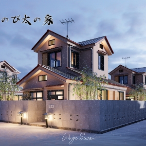 D5渲染器哆啦A梦野比大雄家住宅场景