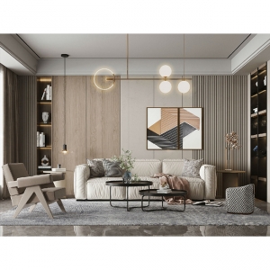 现代轻奢客厅SU模型02