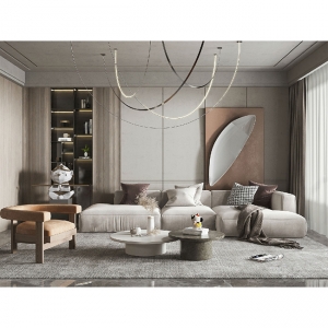 现代轻奢客厅SU模型03