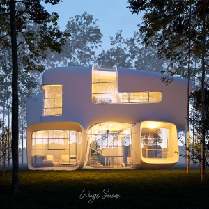 D5渲染器夜景别墅场景