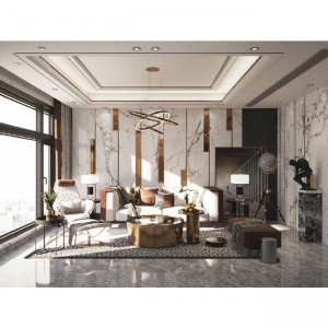 现代轻奢客厅SU模型04