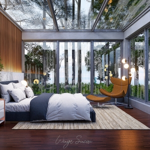 D5渲染器玻璃房子卧室场景