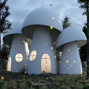 D5渲染器蘑菇房子概念场景