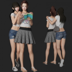 两个妹子美女3DMAX模型