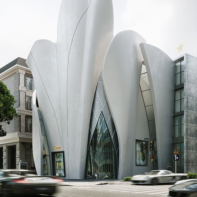CR渲染器场景/DIOR首尔旗舰店