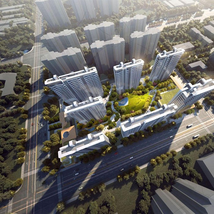 住宅区鸟瞰场景SU模型