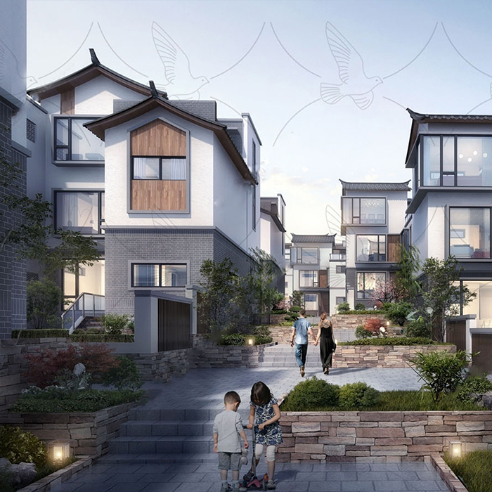 住宅区鸟瞰场景SU模型