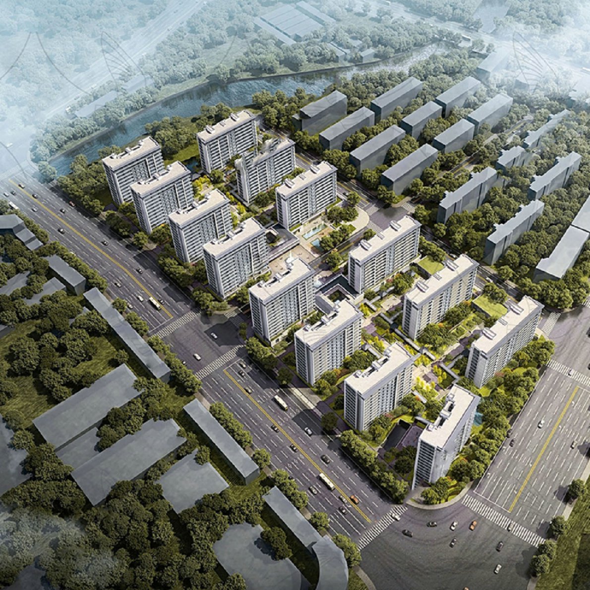 住宅区鸟瞰场景SU模型