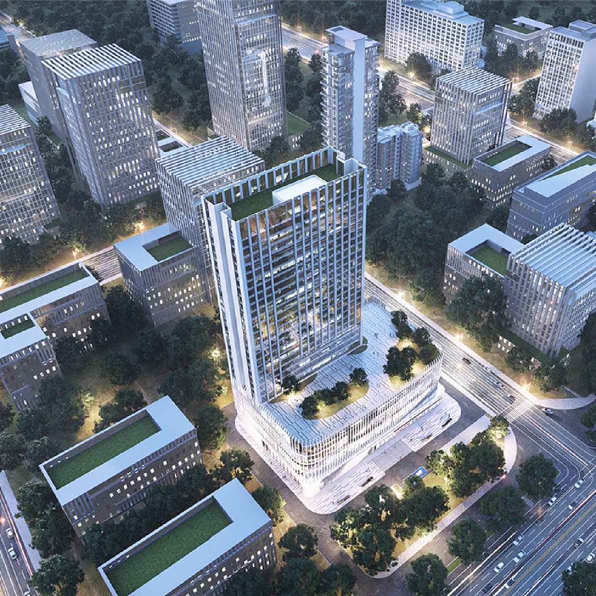 D5渲染器场景/城市夜景鸟瞰