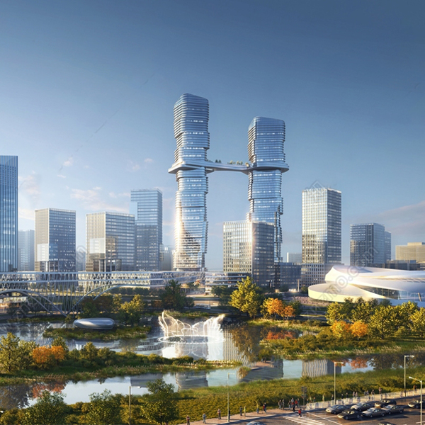 城市半鸟瞰场景