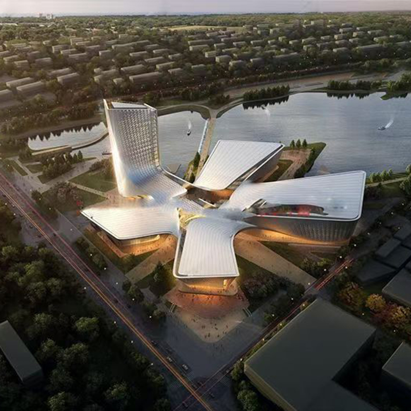 文创园室外商业街步行街购物广场音乐街古街SU模型建筑规划设计02