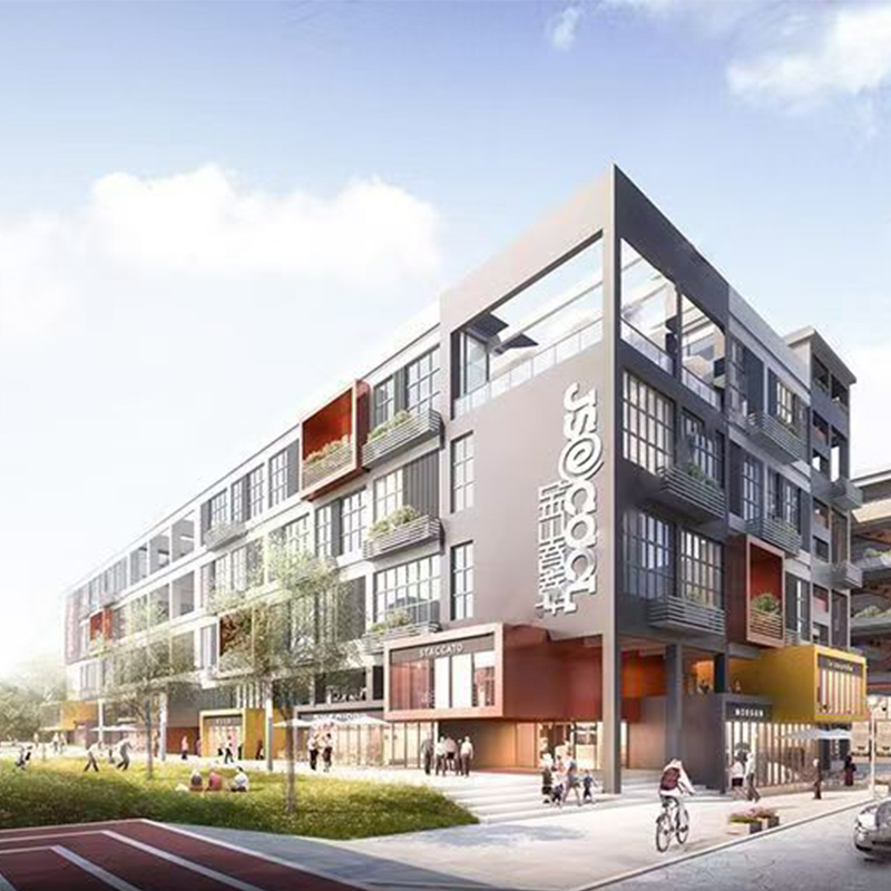 文创园室外商业街步行街购物广场音乐街古街SU模型建筑规划设计03